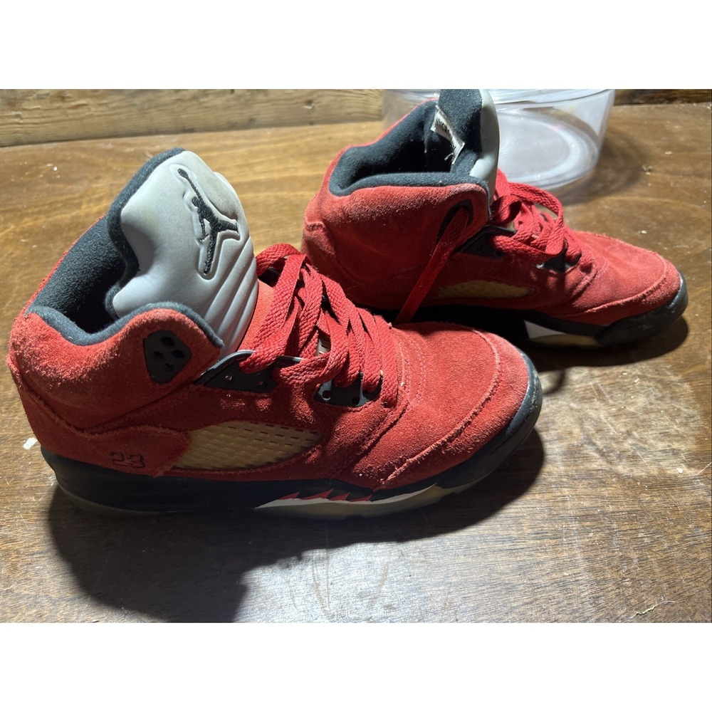 Size 5.5 Youth - Air Jordan 5 Retro Raging Bull Red Suede ~